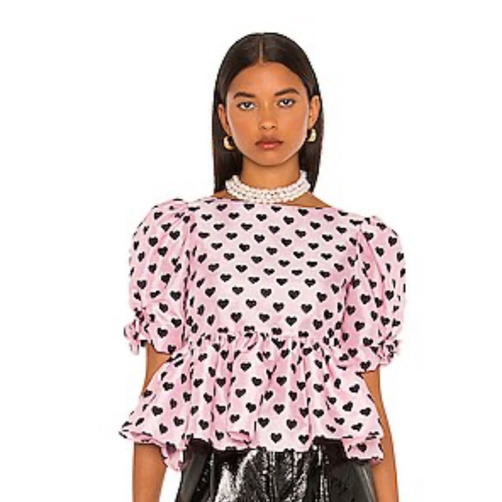 NWT LoveShackFancy Pink with Black Hearts Babydoll Sz 2 💖🌸